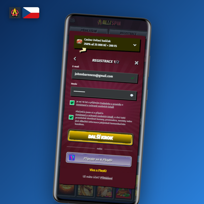 Registrace e-mailem v Allyspin Casino – zadejte e-mail a vytvořte si účet